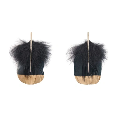 Shop Tom Ford Feather Earrings In Black