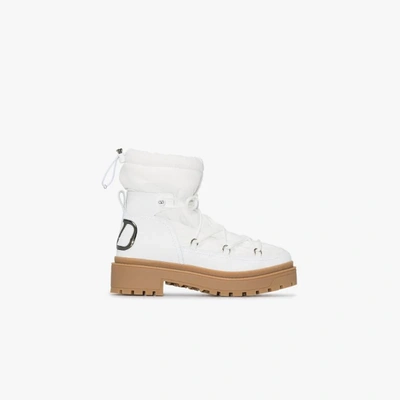 Shop Valentino Vlogo Snow Boots In White