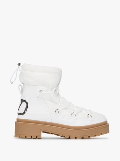 Shop Valentino Vlogo Snow Boots In White