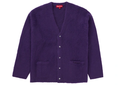 Pre-owned Supreme  Brushed Mohair Cardigan Purple
