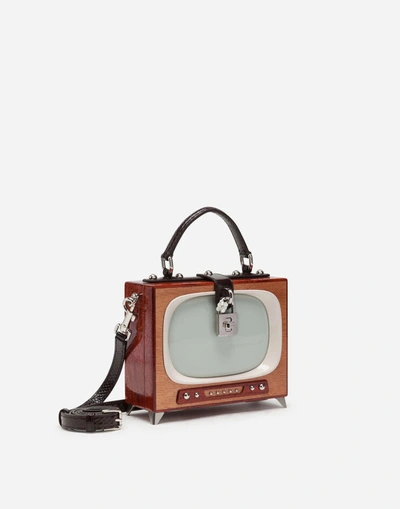 Shop Dolce & Gabbana Tv Dolce Box Bag In Hand-painted Wood