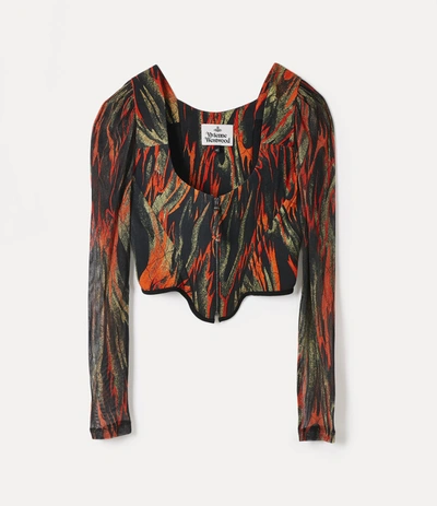 Shop Vivienne Westwood Portrait Corset Flame Print In Orange