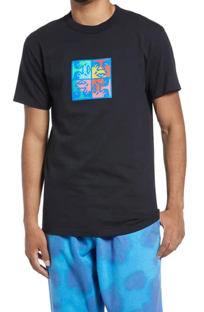 Shop Obey Squared Up Graphic Tee In Black