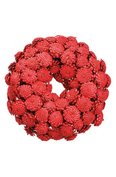 Shop Allstate Painted Pinecone Wreath In Red
