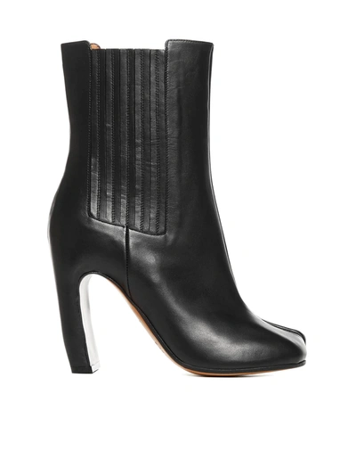 Shop Maison Margiela Tabi Leather Ankle Boots In Black