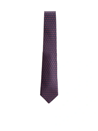 Shop Kiton Polka-dot Silk Tie In Blu/rosso