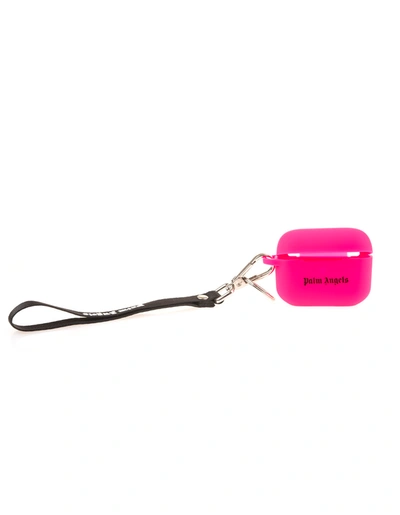 Shop Palm Angels Fluo Fuchsia Airpods Pro Case With Black Logo In Rosa