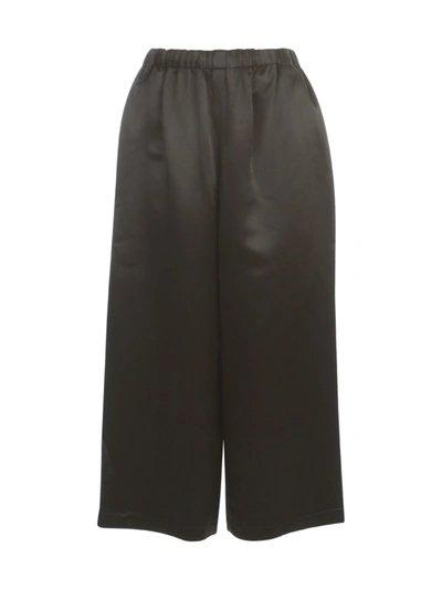 Shop Comme Des Garçons Comme Des Garçons Silk Cupra Satin Straight Pants Elastic Waist In Black