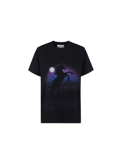 Shop Ganni T-shirt In Phantom