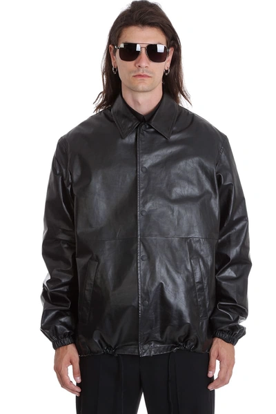 Shop Balenciaga Leather Jacket In Black Leather