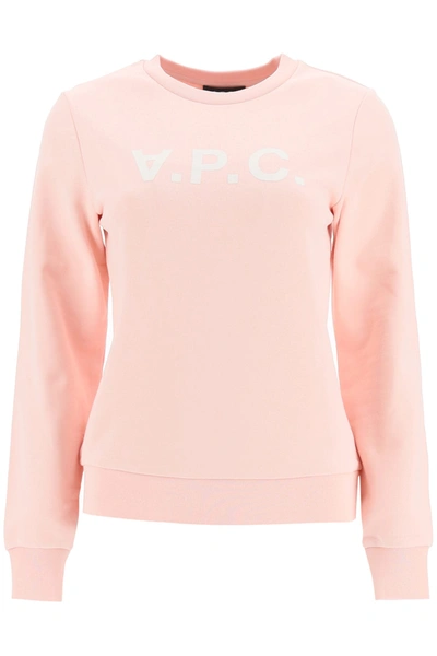 Shop Apc Sweatshirt Logo In Rose Pale (pink)