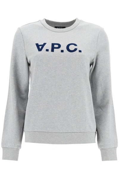 Shop Apc Sweatshirt Logo In Gris Chine (grey)