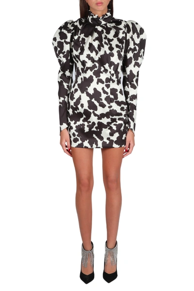 Shop Nineminutes Cow Printed Dress In Bianco/ Nero