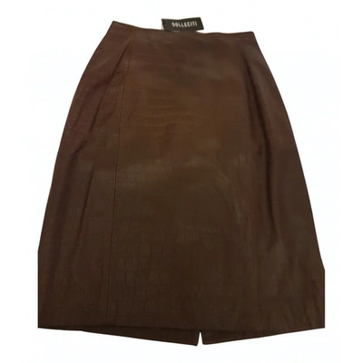 SOLLECITI Pre-owned Leather Mid-length Skirt In Brown