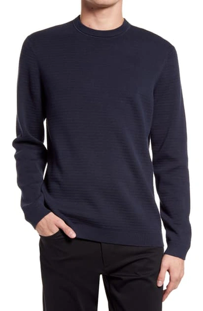 Shop Theory Stone Crewneck Cotton Sweater In Baltic