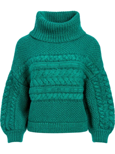 Shop Alice And Olivia Francine Chunky Knit Jumper In Green