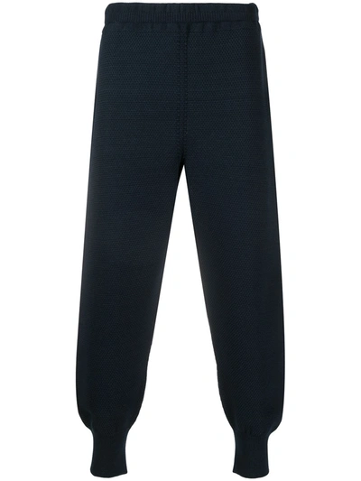 Shop Issey Miyake Knitted Jogger Trousers In Blue