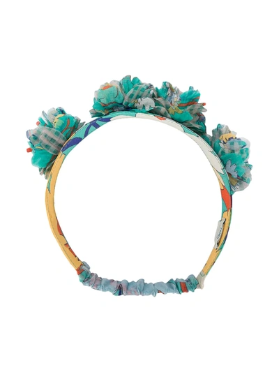 Shop Fendi Textured Floral Headband In Green