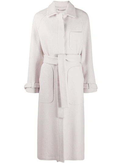 Shop Alysi Belted Single-breasted Coat In Neutrals