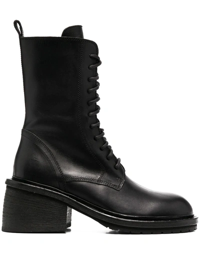 Shop Ann Demeulemeester Lace-up Leather Military Boots In Black