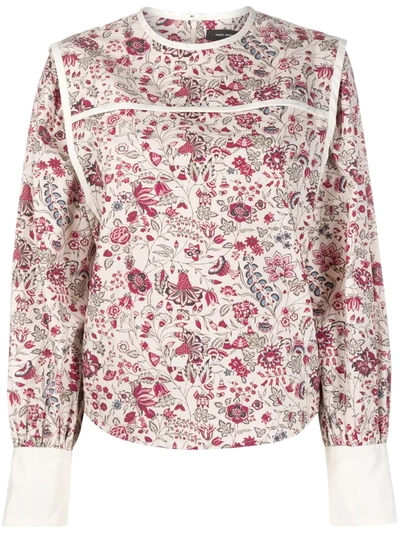 Shop Isabel Marant Casey Floral-print Blouse In Red