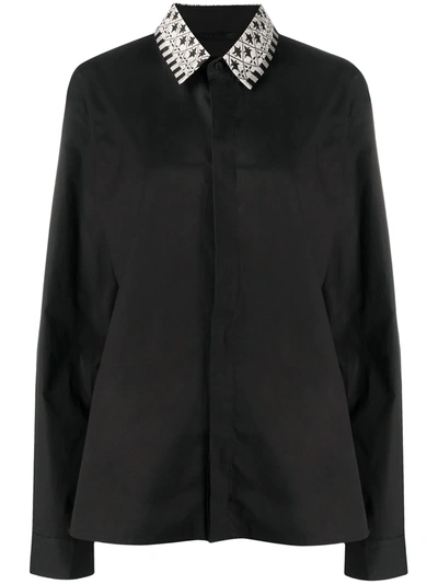 Shop Haider Ackermann Contrasting Collar Poplin Shirt In Black