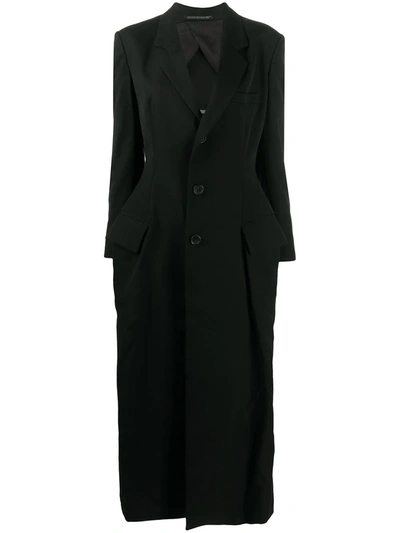 Shop Yohji Yamamoto Single-breasted Wool Coat In Black