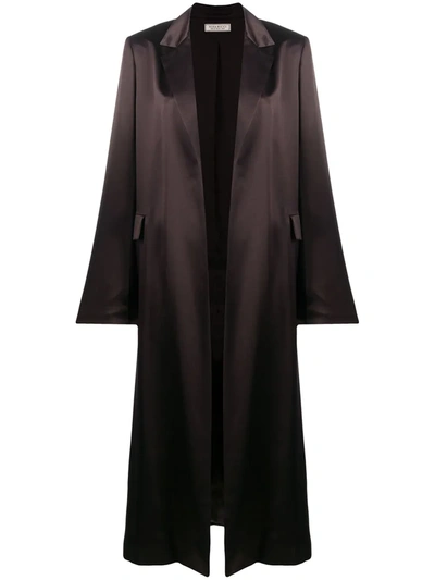 Shop Nina Ricci Silk Duster Coat In Brown