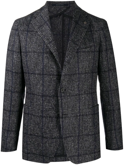 Shop Tagliatore Houndstooth-pattern Single-breast Blazer In Blue