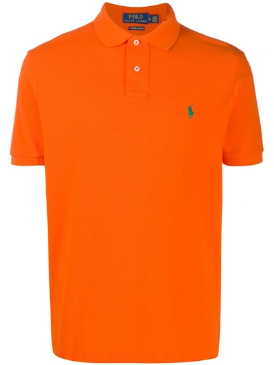 Shop Polo Ralph Lauren Contrast Logo Polo Shirt In Orange