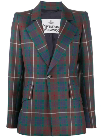 Shop Vivienne Westwood Tartan Check Blazer In Green
