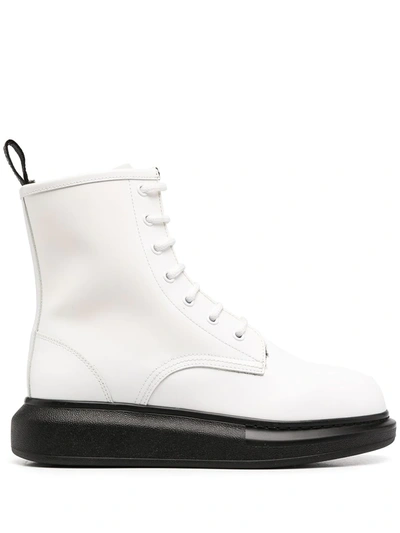 Shop Alexander Mcqueen Hybrid Lace-up Boots In White