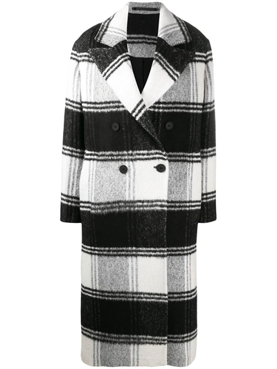 Shop Allsaints Lottie Checked Double-breasted Coat In Black