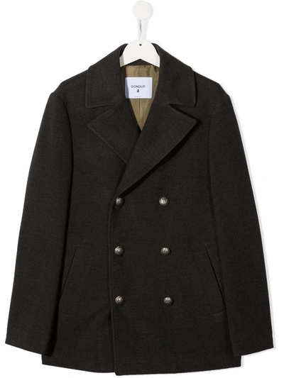Shop Dondup Teen Wide-collar Double-breasted Peacoat In Grey