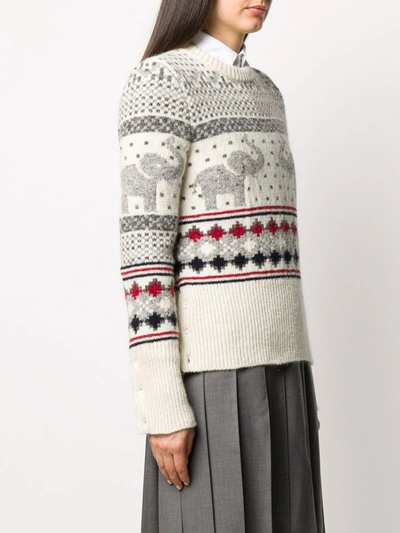 Shop Thom Browne Wool Sweater In White