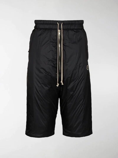 Shop Moncler Drawstring Waist Padded Shorts In Black