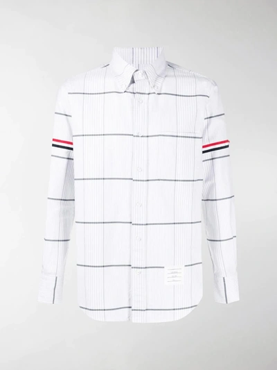 Shop Thom Browne Oversized Check Oxford Shirt In Grey