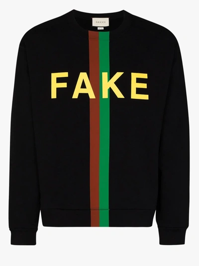 Shop Gucci Sweatshirt Mit "fake/not"-print In Schwarz