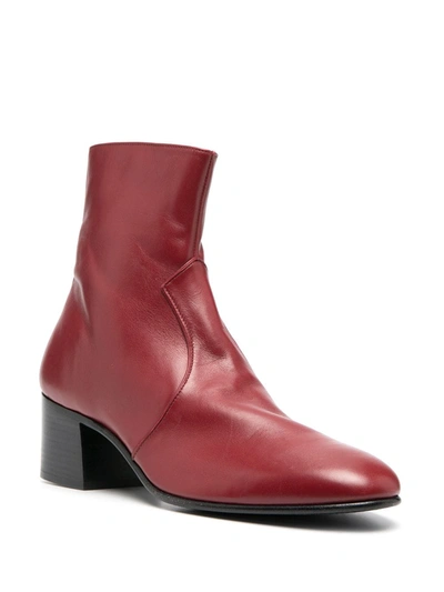 Shop Saint Laurent James 60mm Block Heel Boots In Red