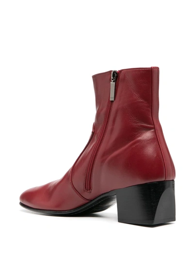 Shop Saint Laurent James 60mm Block Heel Boots In Red