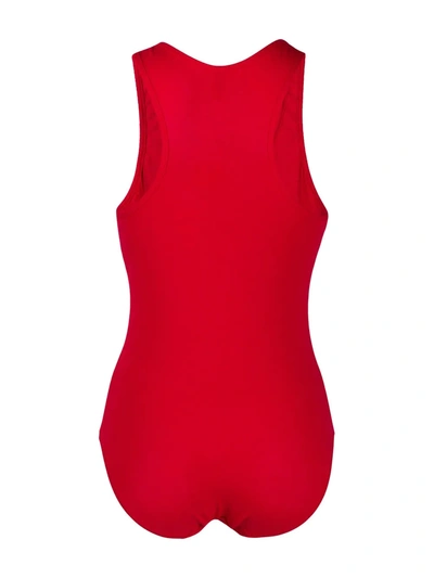 Shop Moschino Underbear Tank Bodysuit In Red