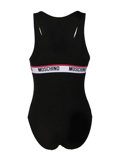 Shop Moschino Logo-tape Tank Bodysuit In Black