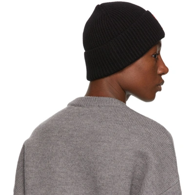 Shop Ami Alexandre Mattiussi Black Merino Ami De Coeur Beanie In 001 Black