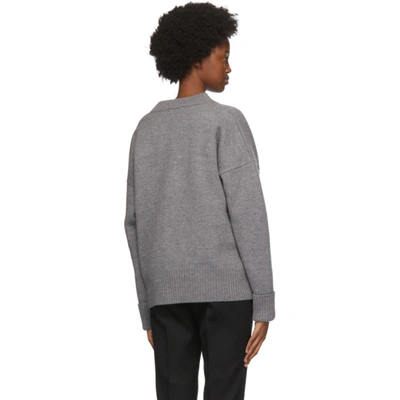 Shop Ami Alexandre Mattiussi Grey Merino Oversize Ami De Coeur Cardigan In 055 H Grey