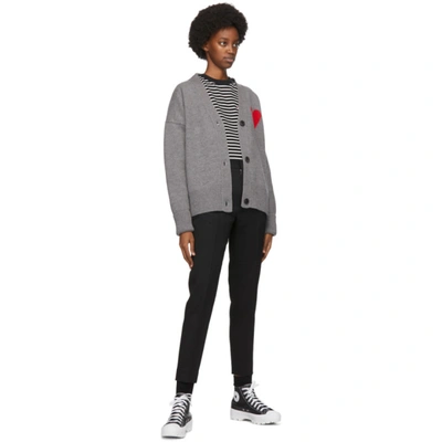 Shop Ami Alexandre Mattiussi Grey Merino Oversize Ami De Coeur Cardigan In 055 H Grey