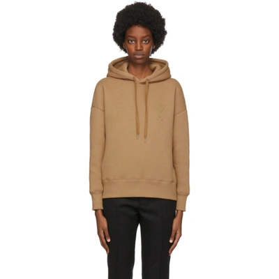 Shop Ami Alexandre Mattiussi Beige Fleece Ami De Coeur Hoodie In 250 Beige