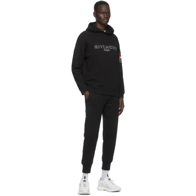 Shop Givenchy Black Logo Hoodie In 001-black