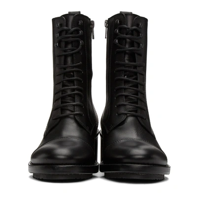 Shop Ann Demeulemeester Black Leather Heel Lace-up Boots In Tucson Nero