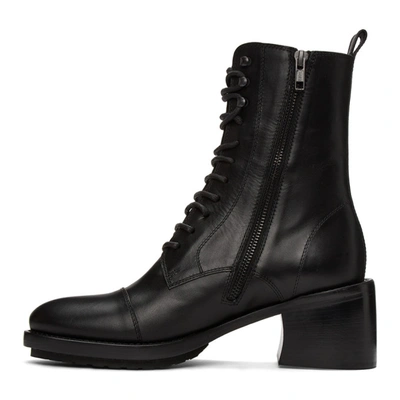 Shop Ann Demeulemeester Black Leather Heel Lace-up Boots In Tucson Nero