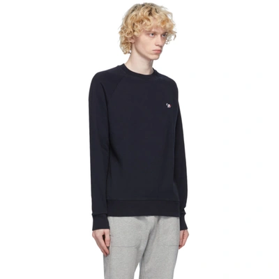 Maison Kitsuné Baby Fox Patch Cosy R-neck Pullover In Navy Maison Kitsuné Baby Fox Patch Cosy R-neck Pullover In Navy